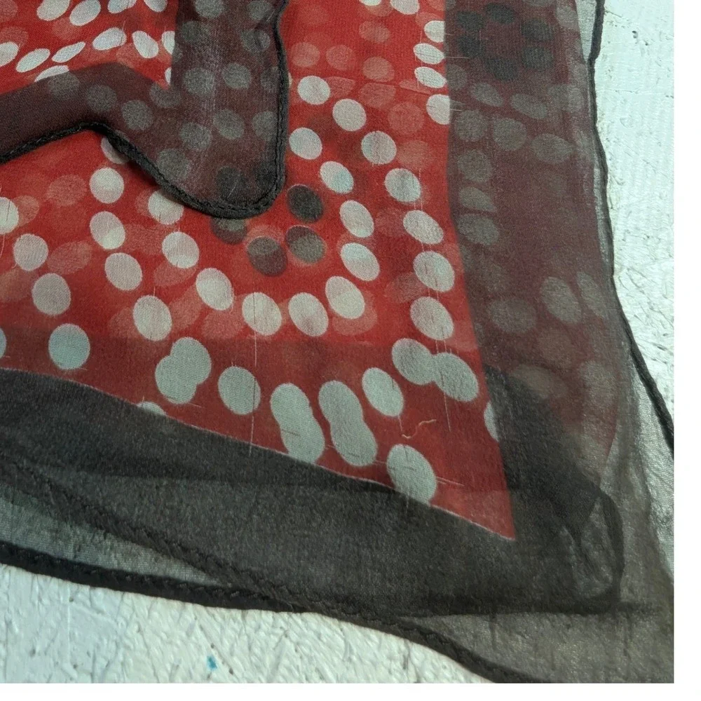 Red‎ White Black Geometric Print Sheer Chiffon Scarf Wrap Accessory